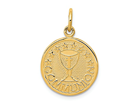 14k Yellow Gold Satin, Polished and Textured Communion Pendant