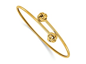 14k Yellow Gold Polished Knot Flexible Bypass Bangle