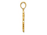 14K Yellow Gold Polished and Satin Horseshoe and Clover Charm