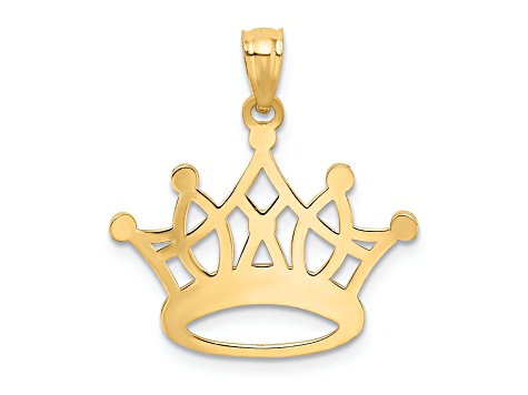 14K Yellow Gold with White Rhodium Crown Pendant