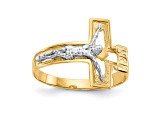 14K Two-tone Crucifix Men's Ring