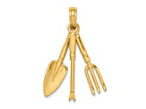 14k Yellow Gold 3D Moveable Garden Hand Tool Collection Pendant