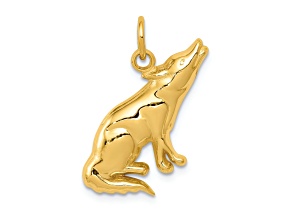 14k Yellow Gold Wolf Charm