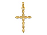 14k Yellow Gold Polished Beaded Cross Pendant