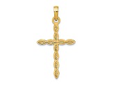 14k Yellow Gold Polished Beaded Cross Pendant