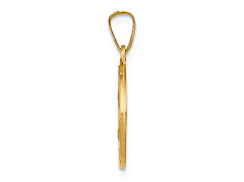14K Yellow Gold Polished and Satin St Theresa Medal Hollow Pendant