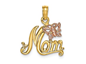 14K Two-Tone MOM with Butterfly Charm