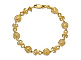 14k Yellow Gold Textured Starfish and Sand Dollar Bracelet