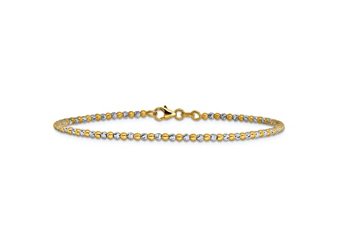 14K Two-tone Diamond-cut Beaded 7.5-inch Bracelet