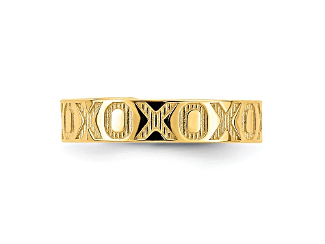 14K Yellow Gold X and O Pattern Toe Ring