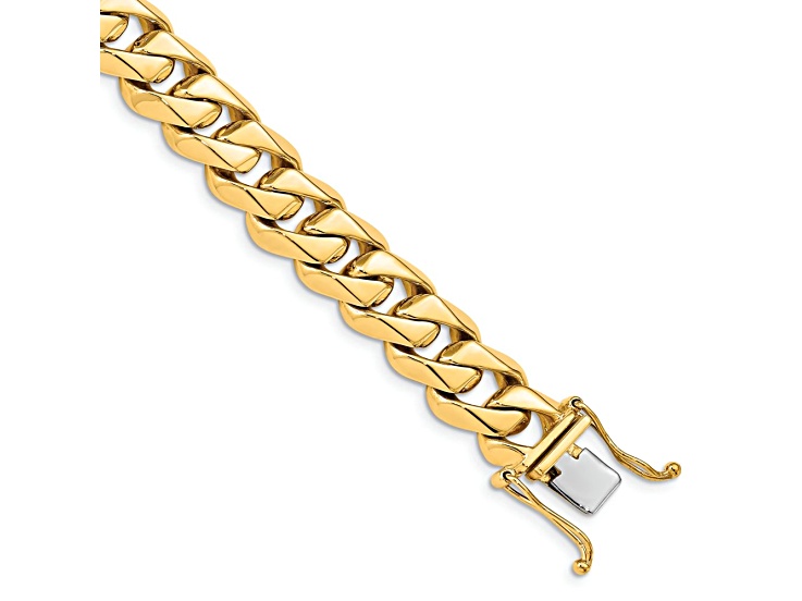 10k Yellow Gold and 10k White Gold 11mm Hand-polished Traditional Link Bracelet