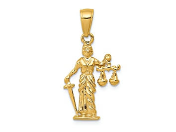 Picture of 14k Yellow Gold 3D Lady of Justice with Moveable Scales Pendant