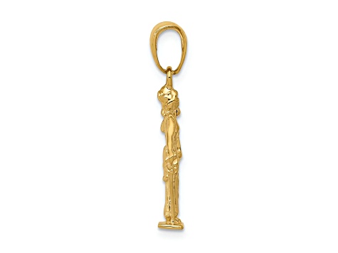 14k Yellow Gold 3D Lady of Justice with Moveable Scales Pendant