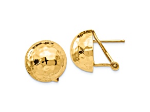 14k Yellow Gold 14mm Hammered Stud Earrings