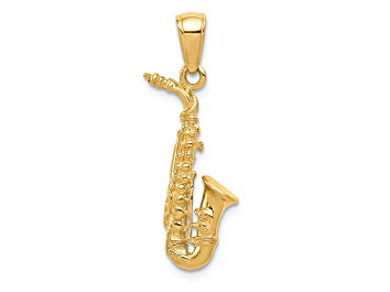 Picture of 14k Yellow Gold 3D Textured Saxophone Pendant