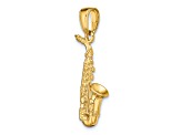 14k Yellow Gold 3D Textured Saxophone Pendant