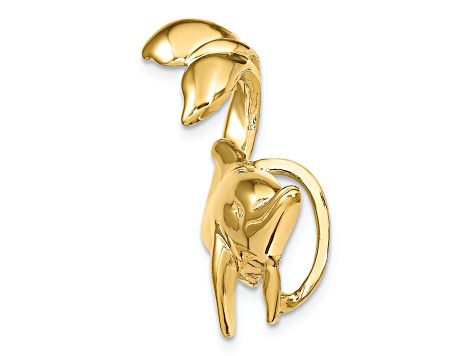 14k Yellow Gold Dolphin with Tail Up Slide Pendant