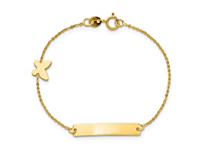 14K Yellow Gold Polished 5.5-inch Butterfly ID Bracelet