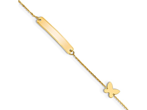 14K Yellow Gold Polished 5.5-inch Butterfly ID Bracelet