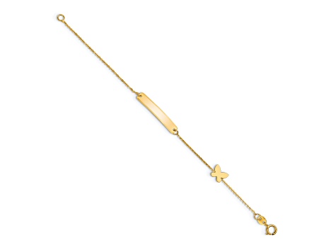 14K Yellow Gold Polished 5.5-inch Butterfly ID Bracelet