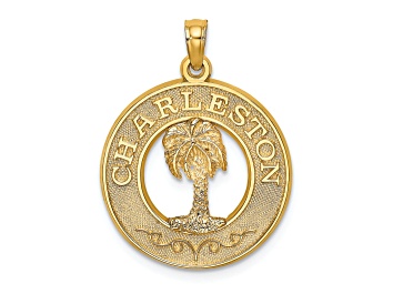 Picture of 14k Yellow Gold Textured CHARLESTON Palm Tree Charm