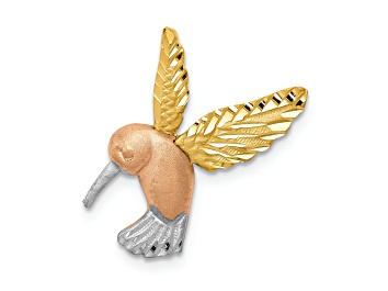 Picture of 14K Tri-color Gold Satin Diamond-cut Hummingbird Slide