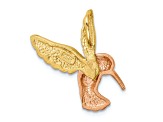 14K Tri-color Gold Satin Diamond-cut Hummingbird Slide