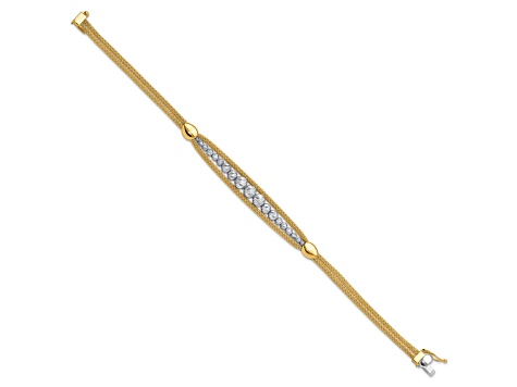 14K Two-tone Polished and Diamond-cut Beaded Fancy Bracelet