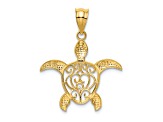 14K Yellow Gold Polished Filigree Sea Turtle Pendant