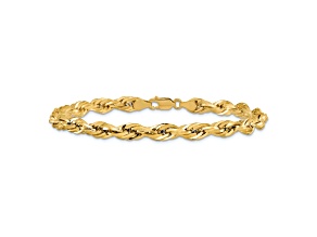 14k Yellow Gold 5.4mm Rope Link Bracelet, 7 Inches