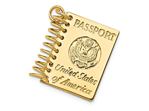 14k Yellow Gold Passport with Spiral Binding Charm Pendant