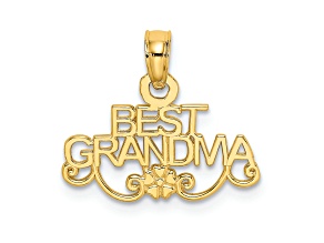 14k Yellow Gold Best Grandma with Flower pendant