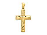 14K Yellow Gold Reversible Textured and Polished Cross Pendant