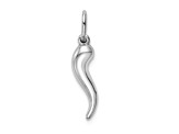 Rhodium Over 14k White Gold 3D Italian Horn Pendant