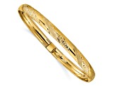 14K Yellow Gold Twisted Diamond-cut Flexible Bangle