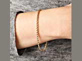 14K Yellow Gold 2.5 mm Diamond Cut Rope Chain Bracelet, 7.25 Inches