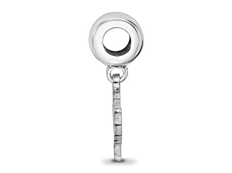 Sterling Silver Rhodium-plated LogoArt Virginia Tech Small Dangle Bead