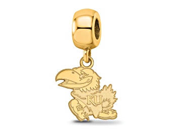 Picture of 14K Yellow Gold Over Sterling Silver LogoArt University of Kansas Small Dangle Bead