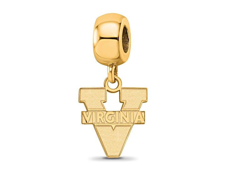 14K Yellow Gold Over Sterling Silver LogoArt University of Virginia Small Dangle Bead