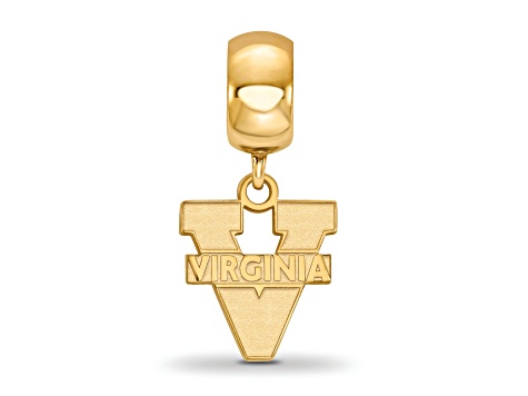 14K Yellow Gold Over Sterling Silver LogoArt University of Virginia Small Dangle Bead