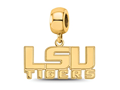 14K Yellow Gold Over Sterling Silver LogoArt Louisiana State University Small Dangle Bead