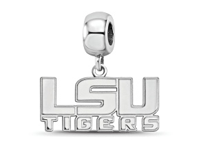 Sterling Silver Rhodium-plated LogoArt Louisiana State University Small Dangle Bead