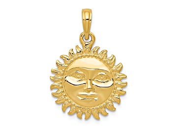 Picture of 14k Yellow Gold 3D Solid Polished Reversible Sun Pendant