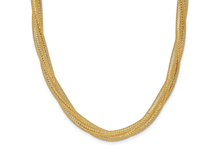 14k Yellow Gold Mesh Twist Stretch 17 Inch Necklace