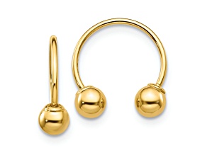 14k Yellow Gold 1/2" Open Hoop Beaded Earrings