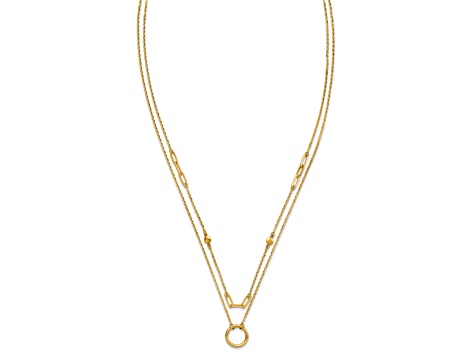 14K Yellow Gold Polished Double Layer Necklace