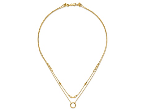 14K Yellow Gold Polished Double Layer Necklace