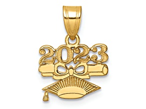 14K Yellow Gold Graduation Cap and Diploma 2023 Charm