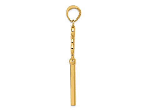 14k Yellow Gold Polished 3D Hearts Key To My Heart Key Charm