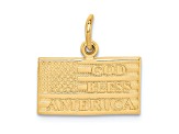 14k Yellow Gold Textured God Bless America Flag Pendant